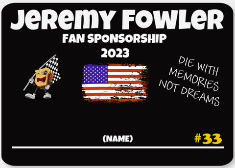 Jeremy Fowler Fan Sponsorship 2023